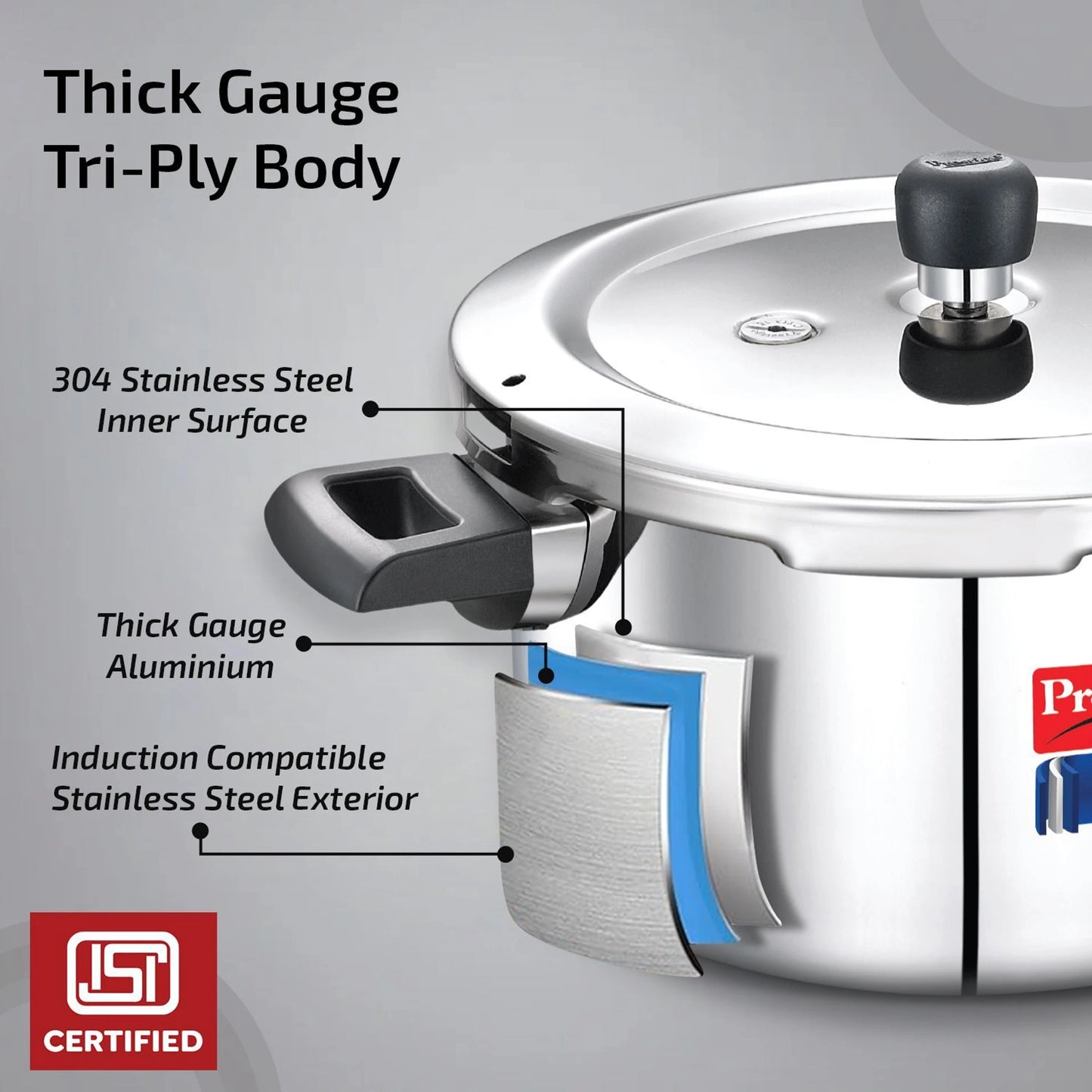 Prestige Tri-Ply Svachh Combi Pack (Outer Lid) 5 L, 3 L Induction Bottom Pressure Cooker (Triply)