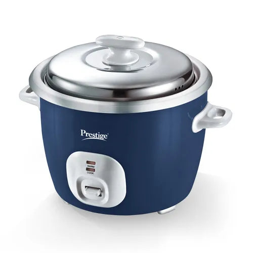 Prestige Cute 1.8-2 SS Electric Rice Cooker | 1.8L | 700W | Tri-Ply Stainless Steel Cooking Bowl | 2 Cooking Pans | Keep Warm Mode | Navy Blue | 1 Year Warranty | 5 Years HEATING PLATE  WARRANTY
