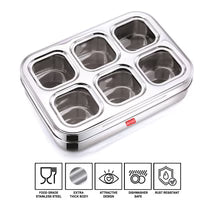 Avias 6-Square Stainless Steel Spice Box | Masala Dabba | Dry Fruit Box | See-Through Lid