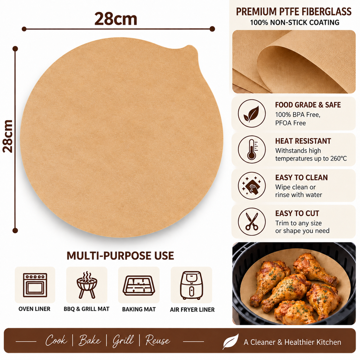 Round Butter Paper Sheets ([2] Sheets, [30 * 30] cm) – Non-Stick Parchment Paper for Roti Maker |Obbattu | Puran Poli | Food Grade | Grease-Proof | for Baking | Cooking