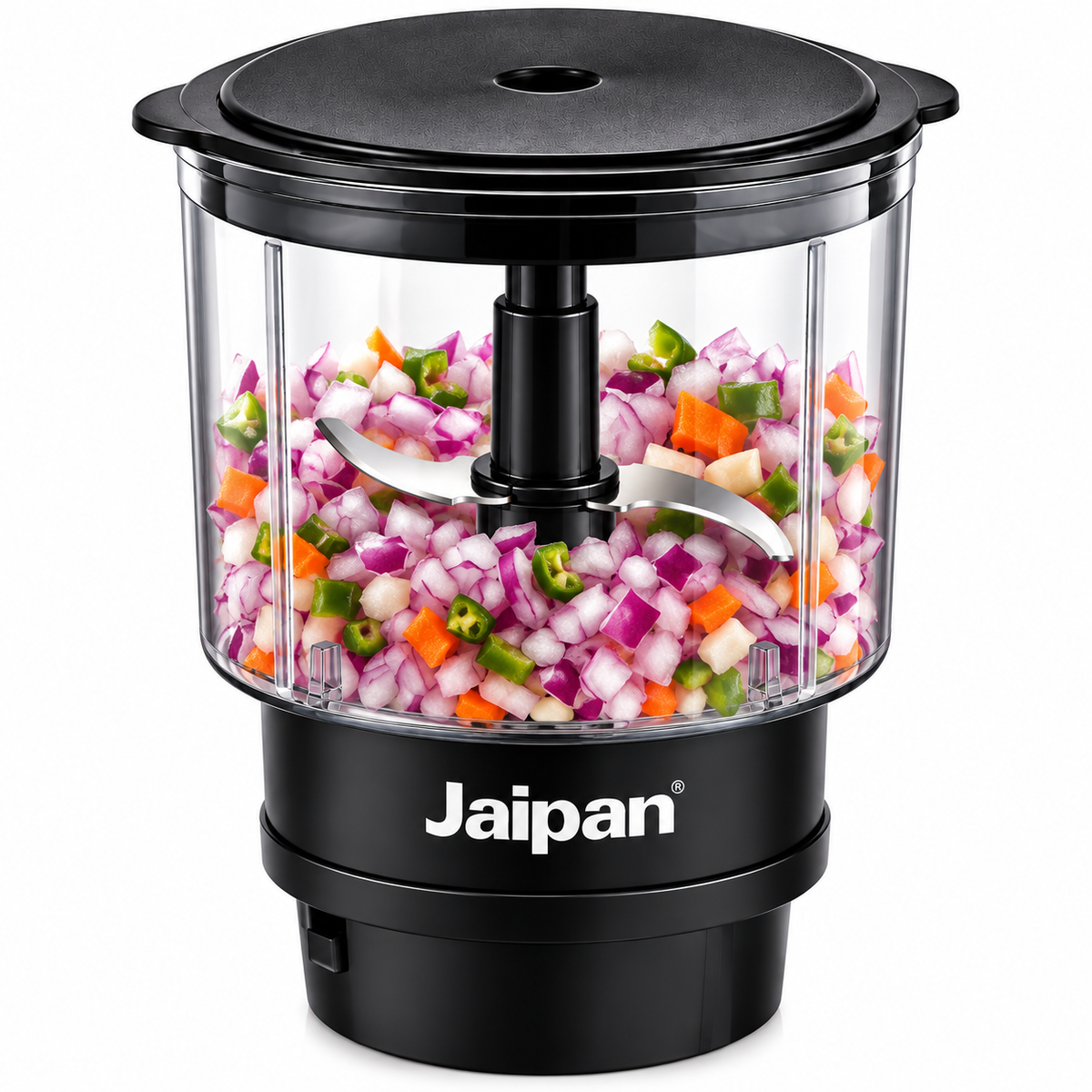 Jaipan Chopper Jar 750ml | Manual Vegetable Chopper Attachment for Mixer Grinder | Stainless Steel Blade