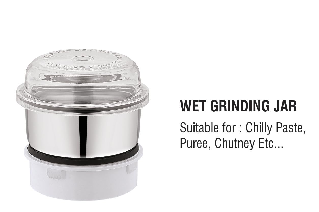 Suruchi Crush 3-in-1 Mini Grinder — Compact 300W Mixer, Grinder & Blender with Dry Grinding Jar, Chutney Attachment & Polycarbonate Bullet Jar