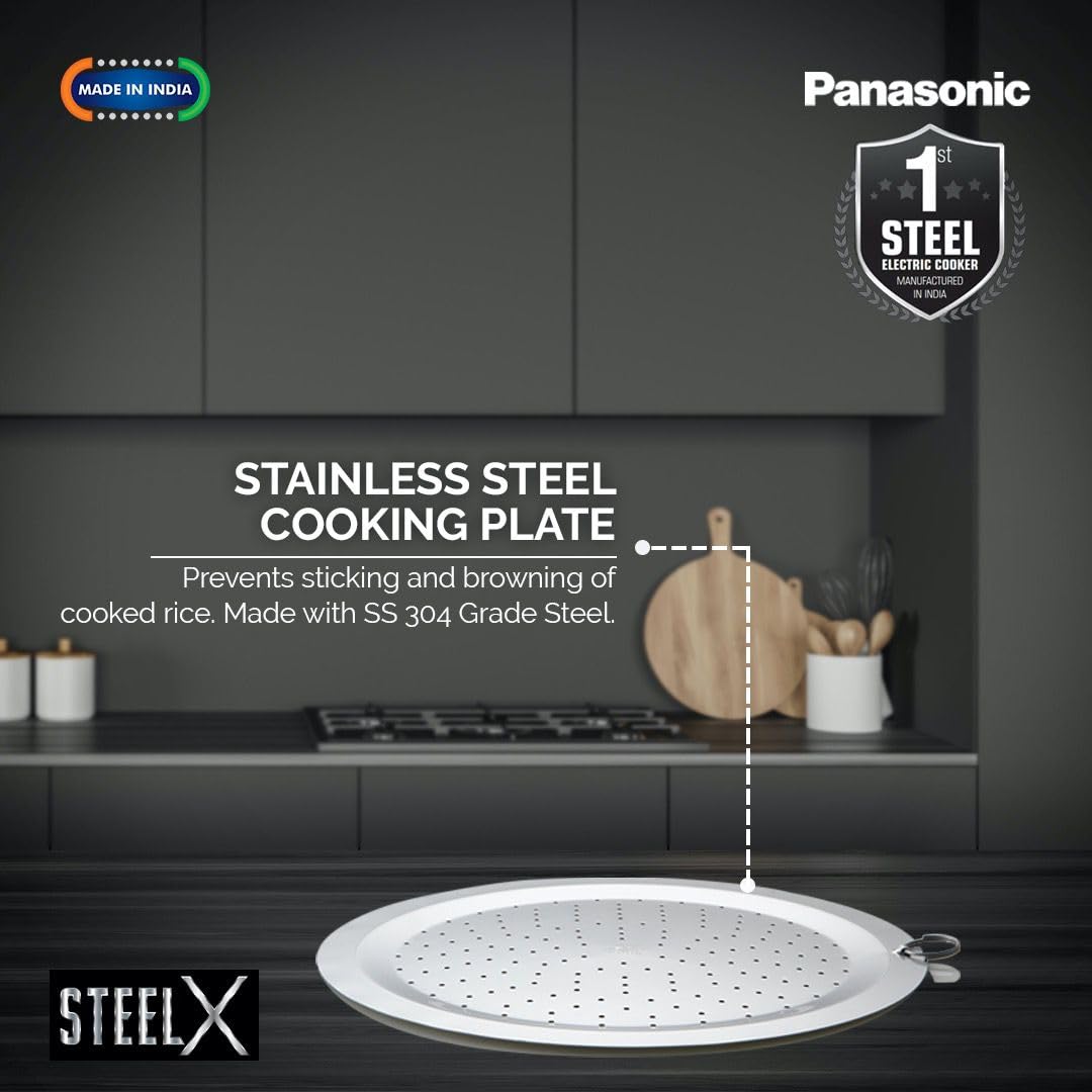 Panasonic SR-G18(SUS) Fully Automatic Electric Rice Cooker 1.8L | 600W | 3-Layer Tri-Ply 304 Stainless Steel | Keep Warm 5 Hours | Cooks Up to 1 Kg Rice | Silver | 2 Year Warranty , 5 Year Heater Warranty| India's 1st SS Rice Cooker