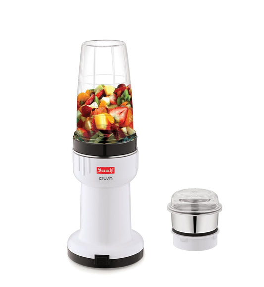 Suruchi Crush 3-in-1 Mini Grinder — Compact 300W Mixer, Grinder & Blender with Dry Grinding Jar, Chutney Attachment & Polycarbonate Bullet Jar