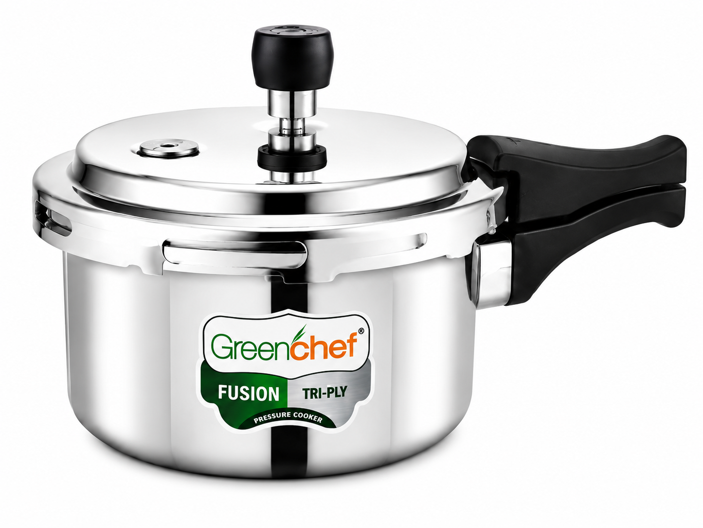 Greenchef Fusion Tri-Ply 1 Litre Stainless Steel Pressure Cooker — Induction & Gas Compatible | Outer Lid, Even Heating, Healthy Cooking for Small Families