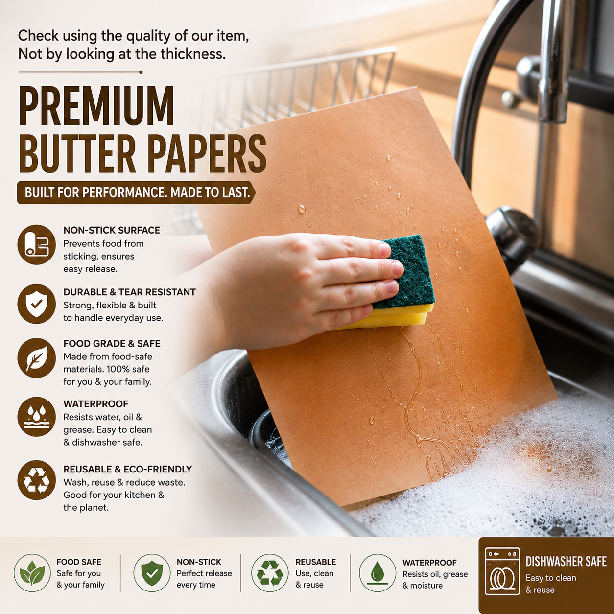 Butter Paper Sheets ([2] Sheets, [30 * 30] cm) – Non-Stick Parchment Paper for Roti Maker |Obbattu | Puran Poli | Food Grade | Grease-Proof | for Baking | Cooking