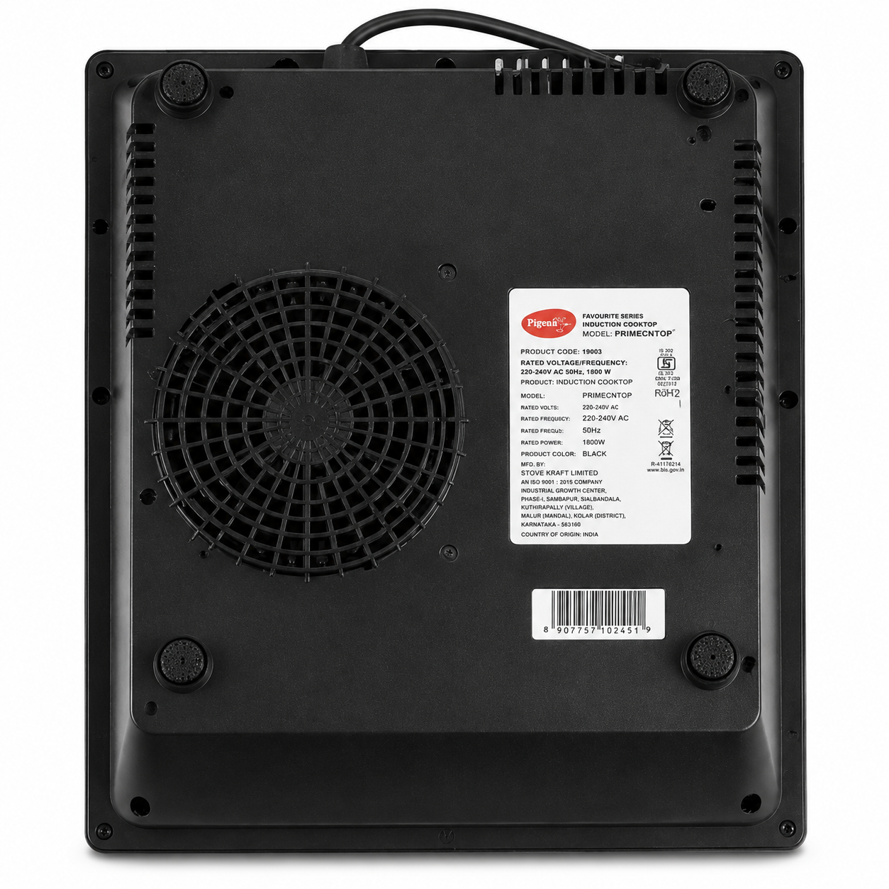 Pigeon 1800 W Induction Cooktop Push Button (Black, Prime 7 Preset Indian Menu)
