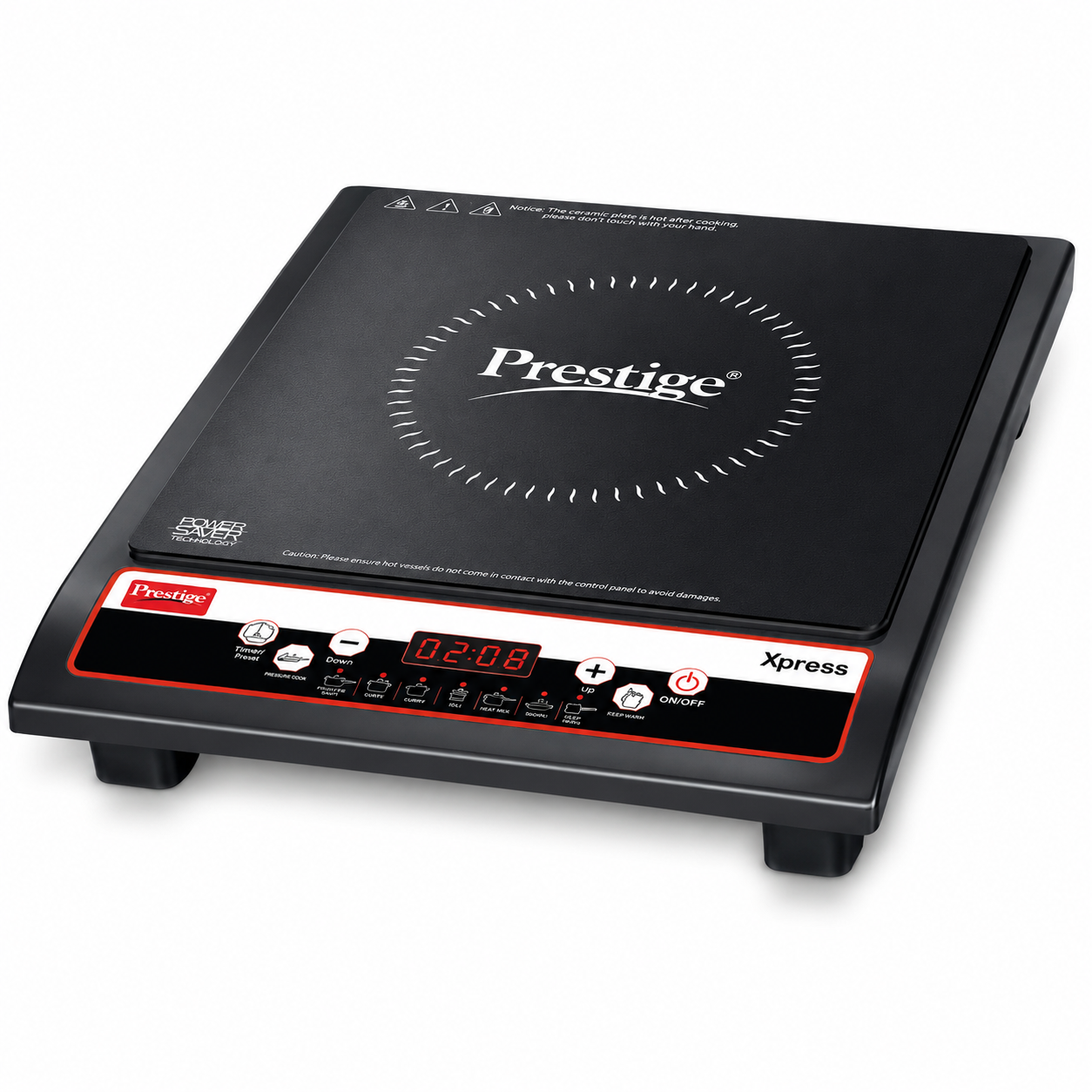 Prestige Xpress 1200W Induction Cooktop |  Preset Indian Menu Options | Automatic  Voltage Regulator | Power Saver Technology |  Anti-Magnetic Wall | Easy Clean Glass Top |  Black
