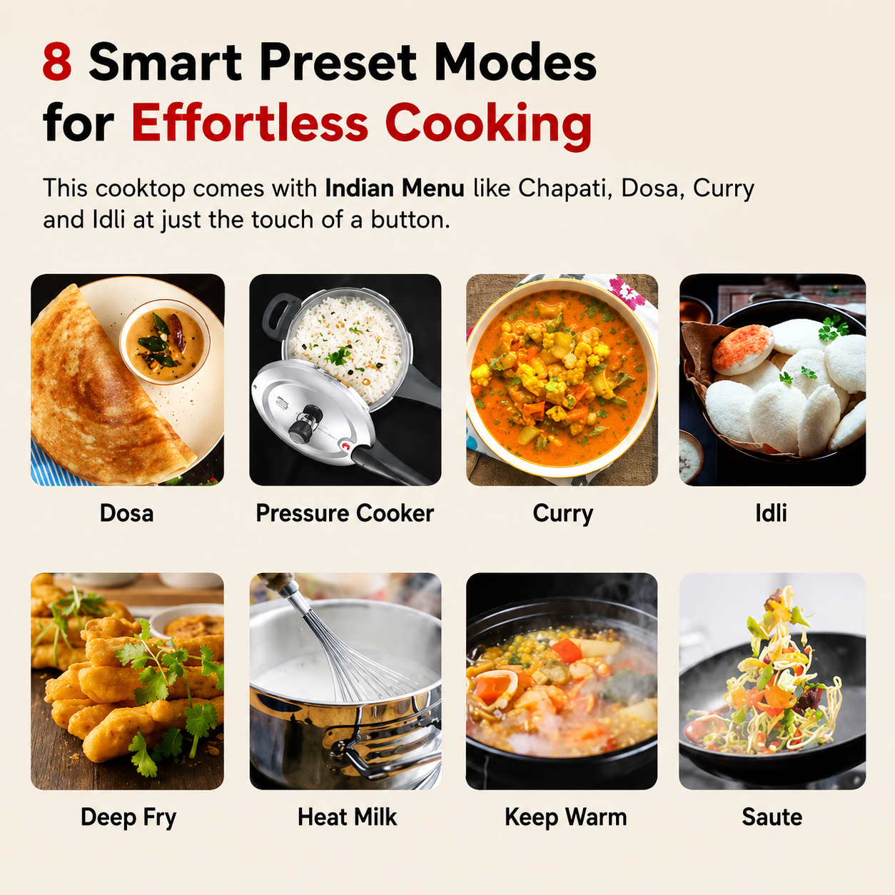 Prestige Xpress 1200W Induction Cooktop |  Preset Indian Menu Options | Automatic  Voltage Regulator | Power Saver Technology |  Anti-Magnetic Wall | Easy Clean Glass Top |  Black