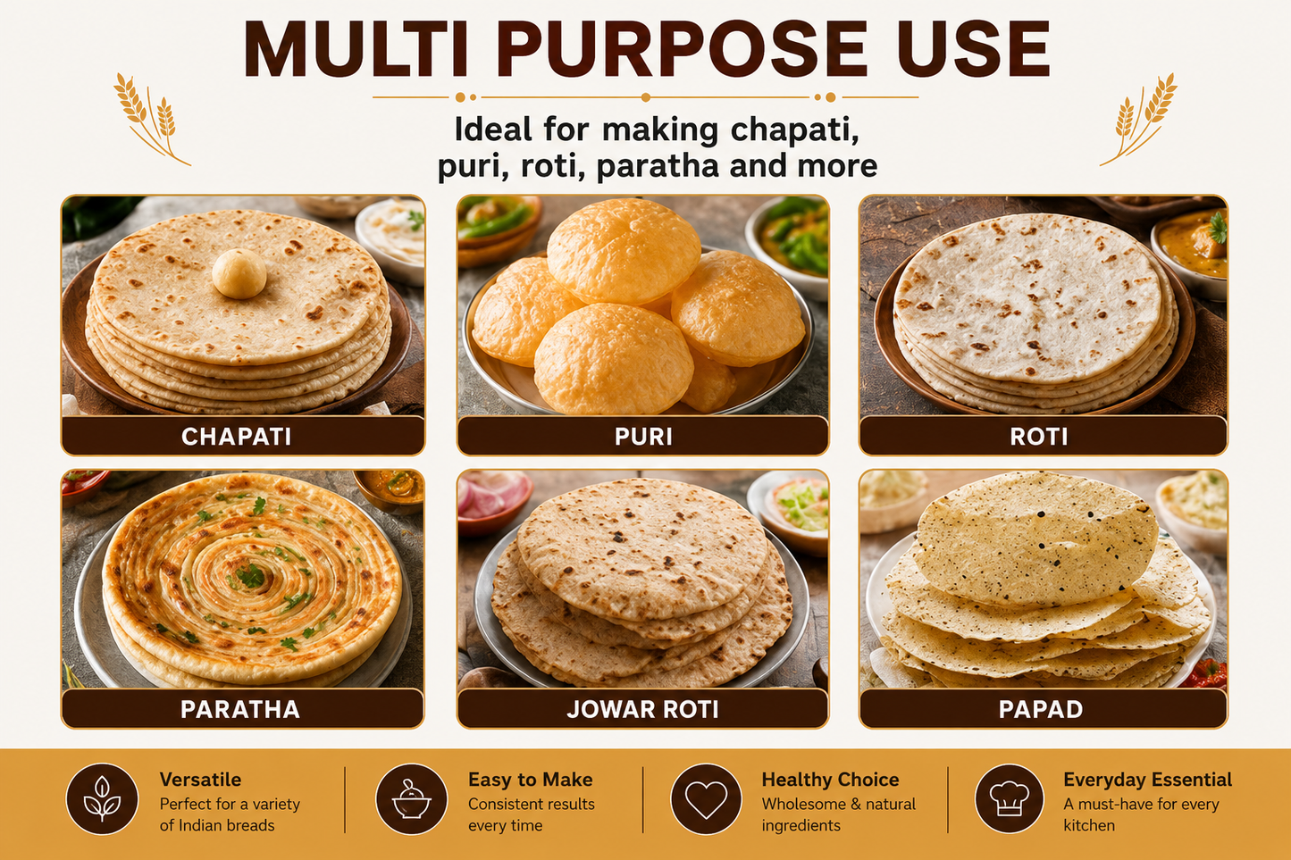 Shraddha Chapati Press 11 Inch – Premium Wood | Makes Uniform Round Chapati, Roti, Puri, Paratha & Papad | Ergonomic Grip Handle | Easy to Use