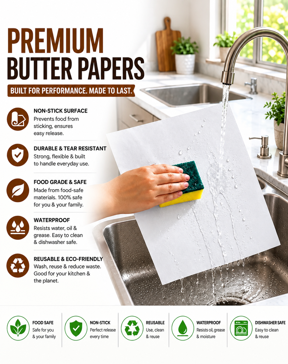 White Butter Paper Sheets ([2] Sheets, [30 * 30] cm) – Non-Stick Parchment Paper for Roti Maker |Obbattu | Puran Poli | Food Grade | Grease-Proof | for Baking | Cooking