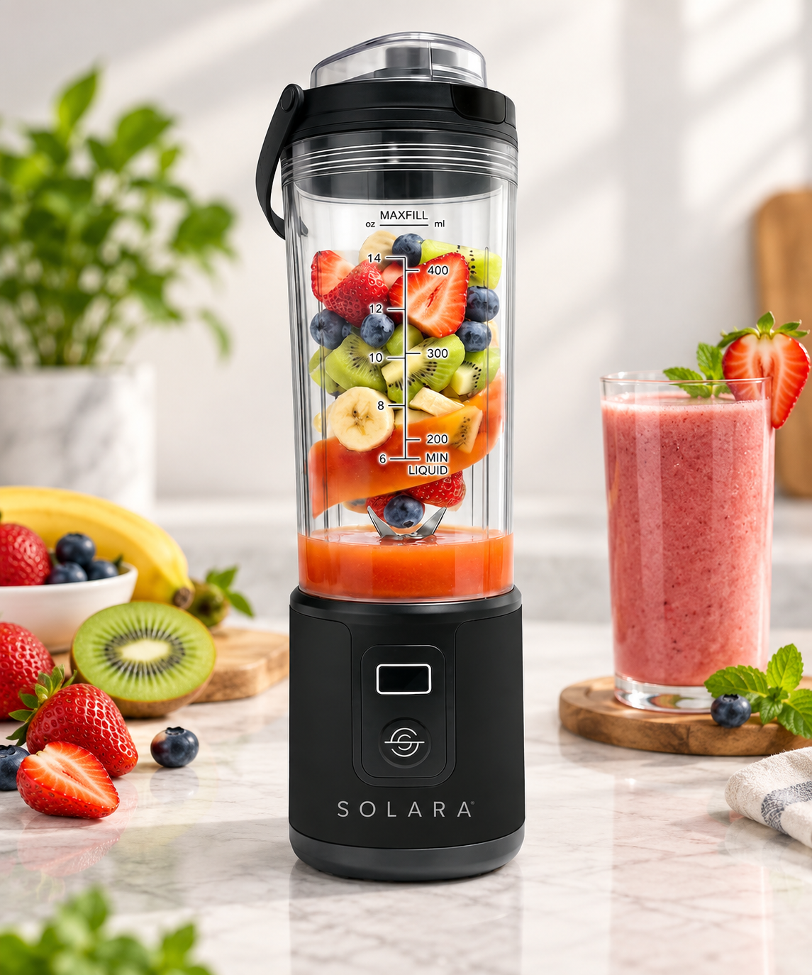 SOLARA Blendkwik Pro Portable Blender – 450ml, USB Rechargeable, 180W