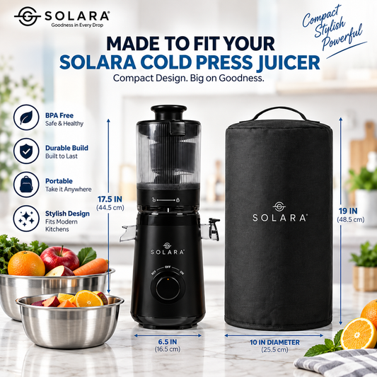 SOLARA Cold Press Juicer | 150W Slow Masticating Juicer | 52 RPM | Mesh-Free Filter | Easy Clean | Quiet Operation