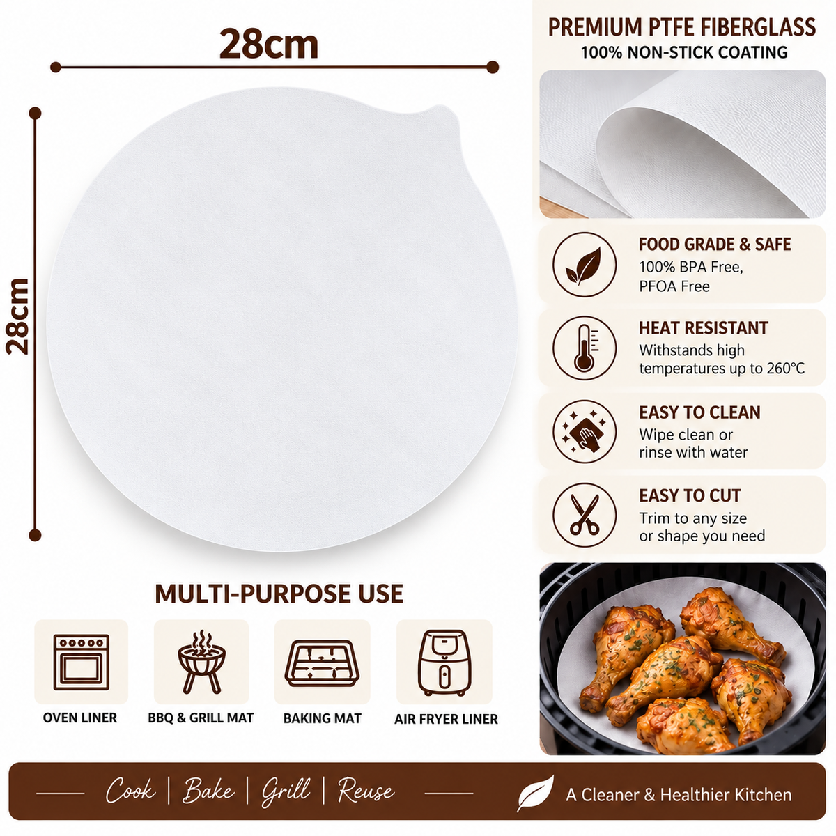 White Round Butter Paper Sheets ([2] Sheets, [30 * 30] cm) – Non-Stick Parchment Paper for Roti Maker |Obbattu | Puran Poli | Food Grade | Grease-Proof | for Baking | Cooking