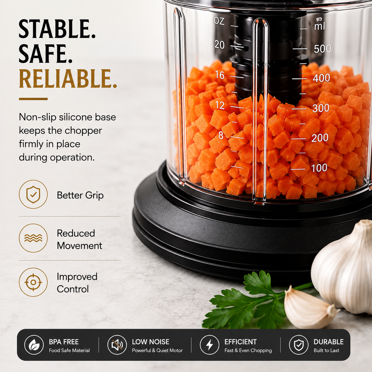 Avias Avismart Electric Vegetable Chopper — 300W Copper Motor, 2 Speed Modes, 900ml Bowl, 4 Stainless Steel Blades | Chops in 10 Seconds | 2-Year Warranty