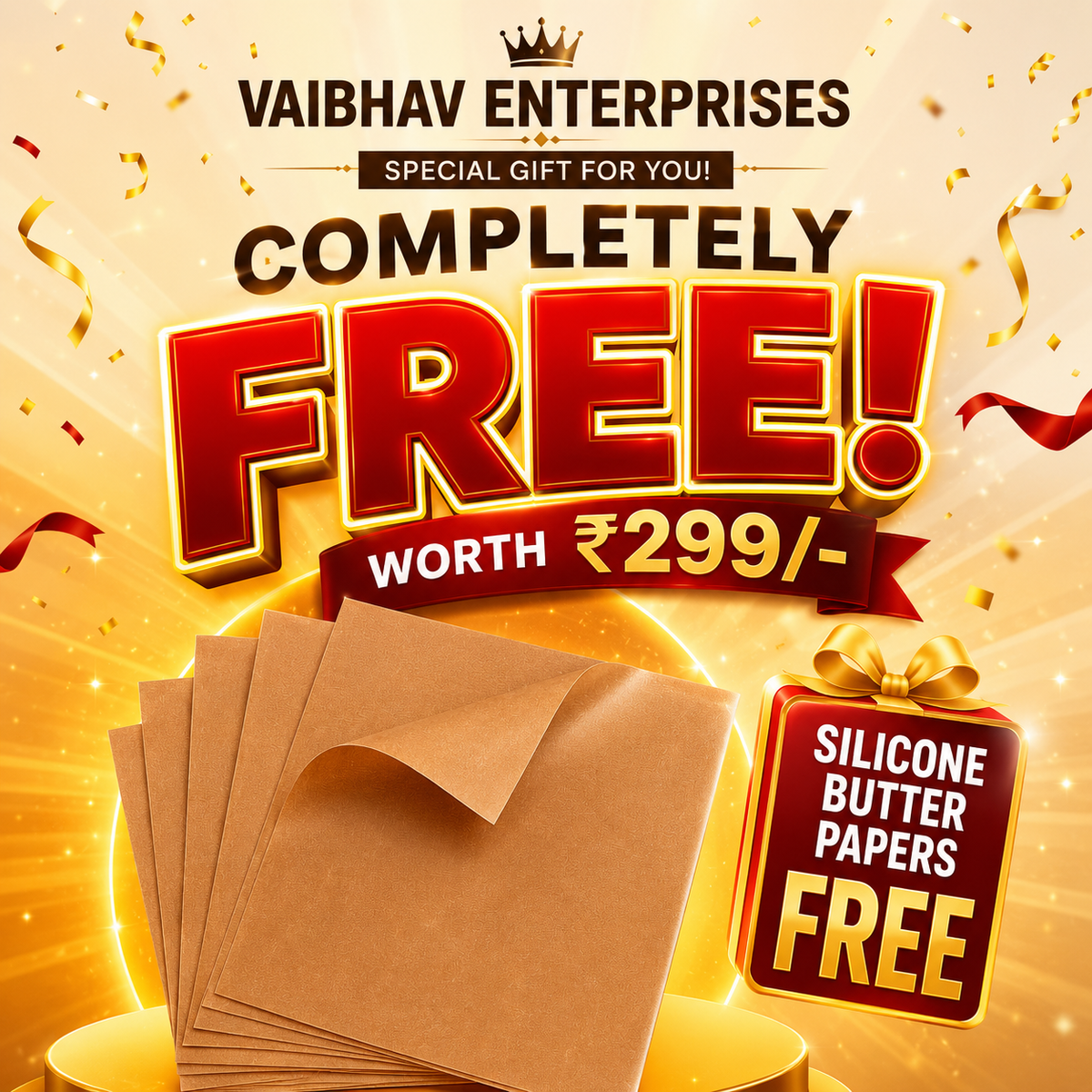 Vaibhav Enterprises 12 Inch Chapati Press with FREE Silicone Butter Paper Sheets (Worth ₹299) | Roti Maker for Perfect Round Chapatis, Rotis & Puris