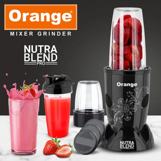 Orange Nexo Series 3 Jar Nutra Pro 450 Watts Mixer Grinder | 1Year Copper Motor Warranty