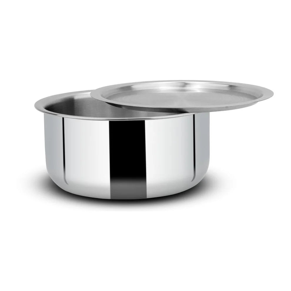 Orange Triply Stainless Steel Tope Set of 6 with Lids | Multipurpose Cookware for Milk, Dal, Rice & Boiling | 2.5mm Heavy Base | Induction & Gas Friendly