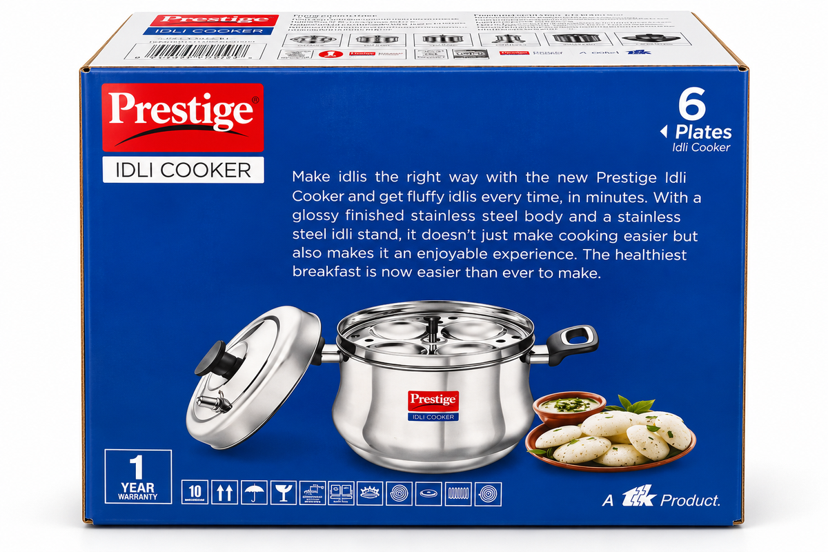 Prestige 6 Plate Stainless Steel Idli Cooker | Gas & Induction Compatible