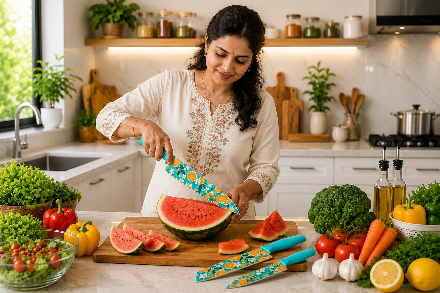 Vaibhav Enterprises Stainless Steel 3-Piece Kitchen Knife Set — Chef, Utility & Paring Knife