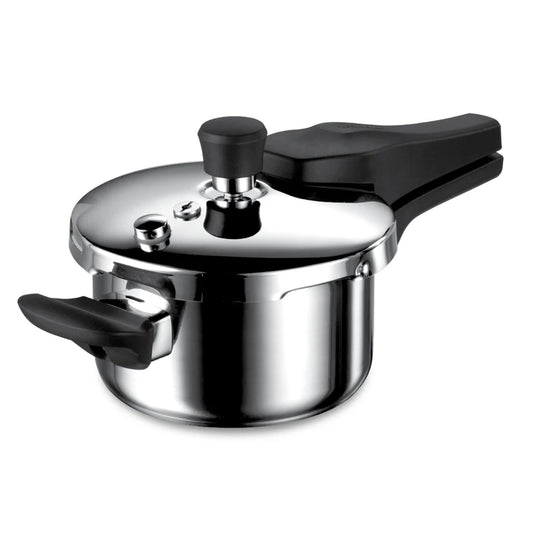 Tramontina Aero Arc Tri-Ply 2L Stainless Steel Pressure Cooker | Food-Grade SS304 | 3-Layer Safety System | Gas & Induction Compatible | Easy-Close Lid | Inner Markings