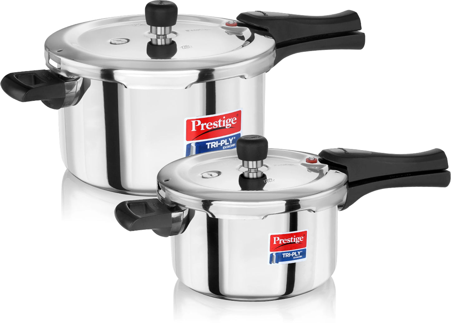 Prestige Tri-Ply Svachh Combi Pack (Outer Lid) 5 L, 3 L Induction Bottom Pressure Cooker (Triply)